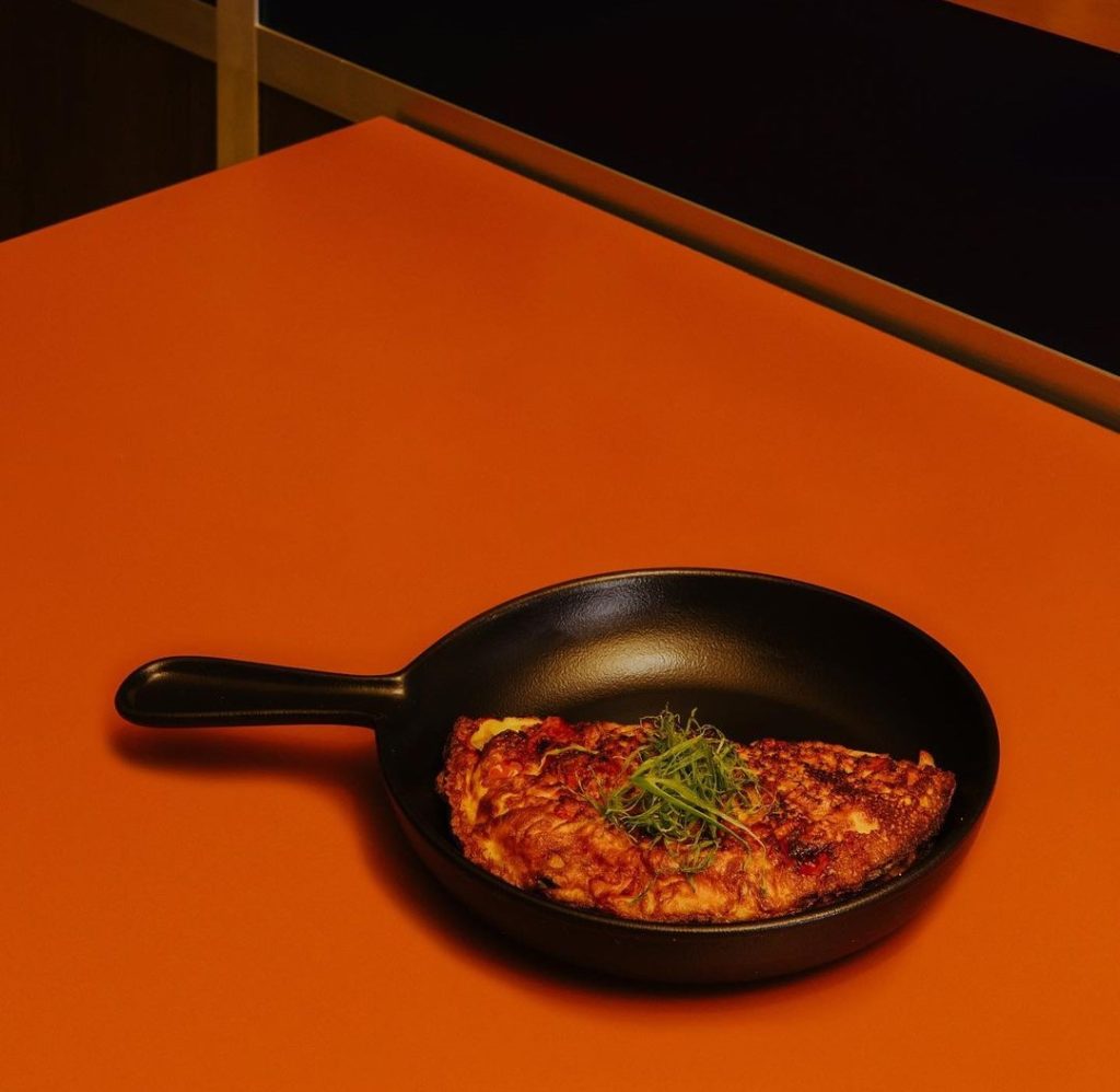 Omlette in a cast iron pan